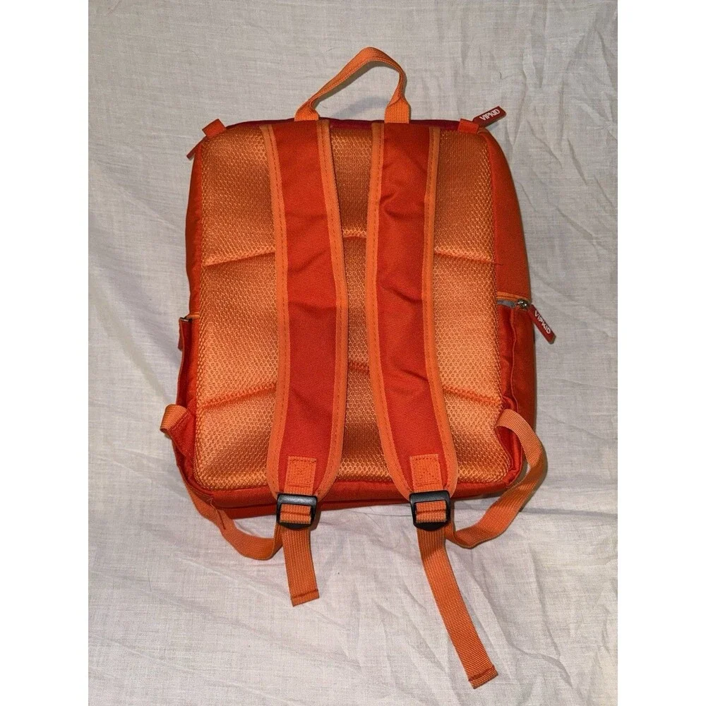 VIPKID Small Orange Backpack Smile Face Patch Zip Padded Adjustable Straps